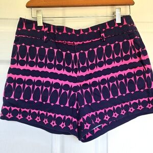 Nanette Lepore Shorts 4 Pink Navy Bold Graphic Geometric Print